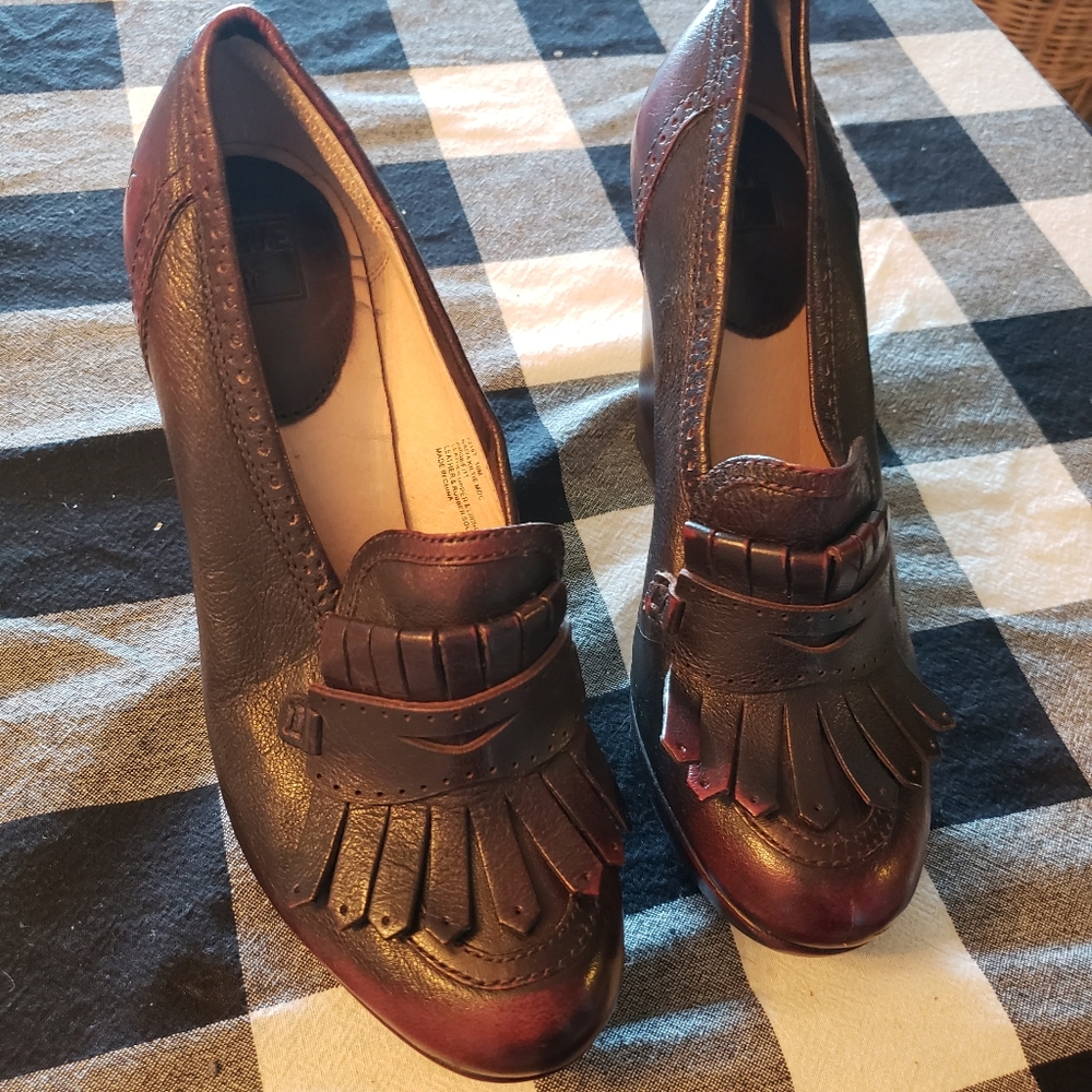 Frye Heeled Oxblood  Loafers